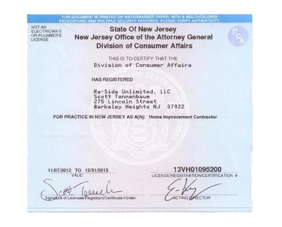 New Jersey Division of Consumer Affairs Registration