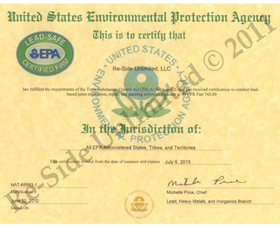 LEAD-SAFE EPA Certification